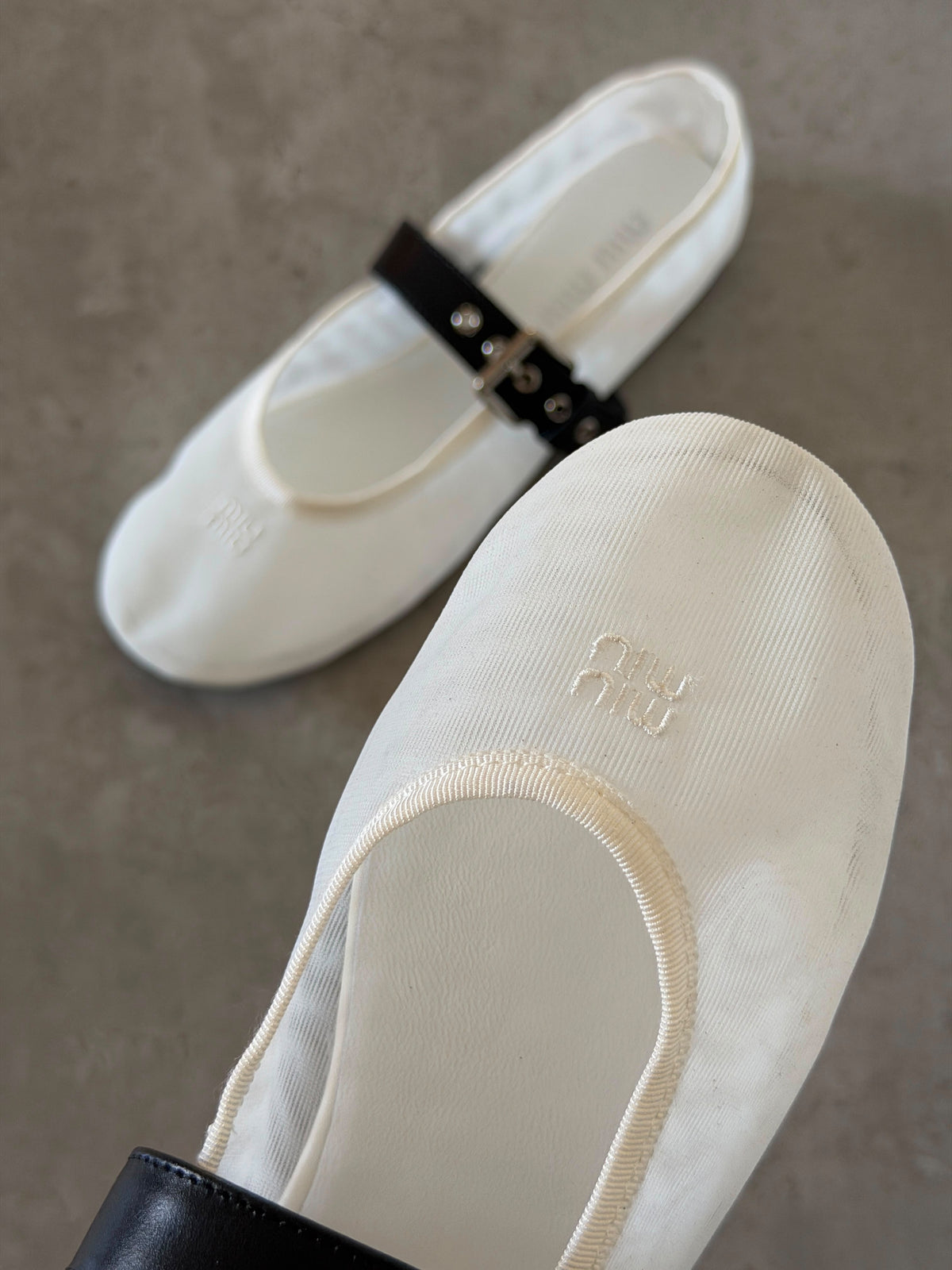 Miu Miu Ballerina Flat Shoe in Mesh Fabric