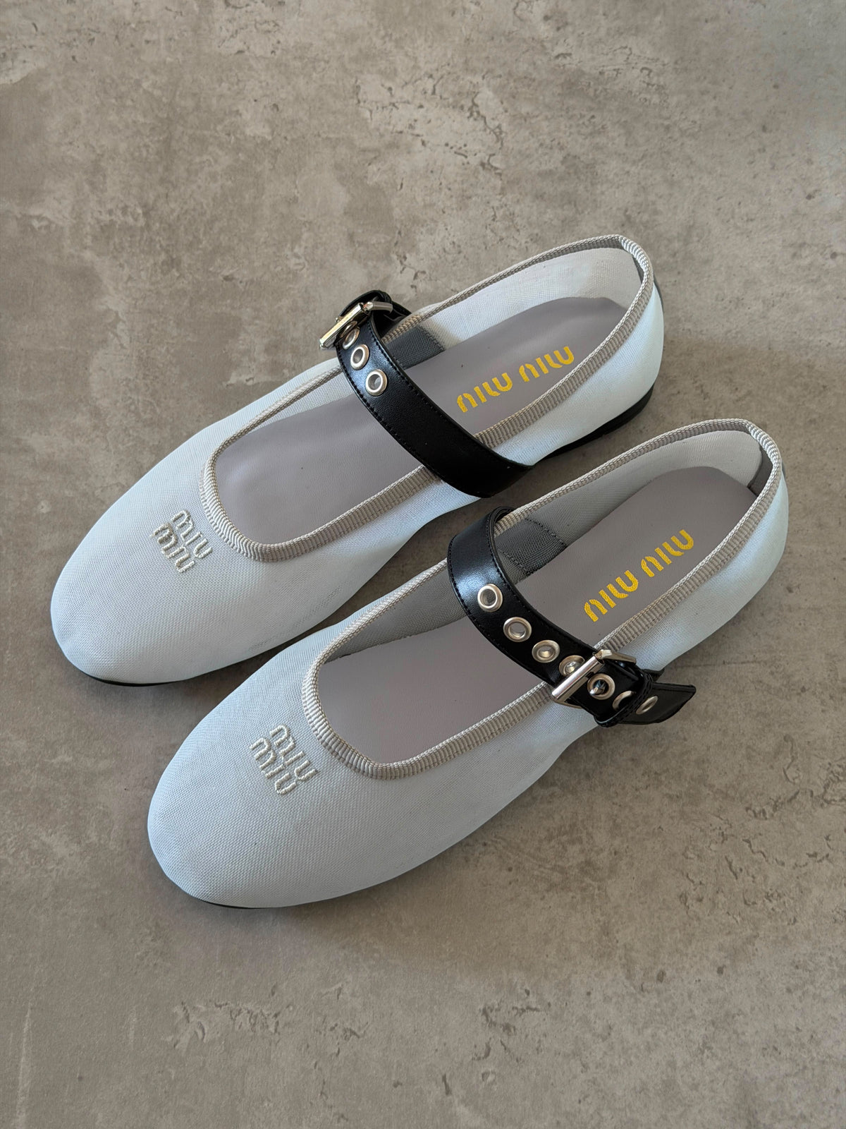 Miu Miu Ballerina Flat Shoe in Mesh Fabric