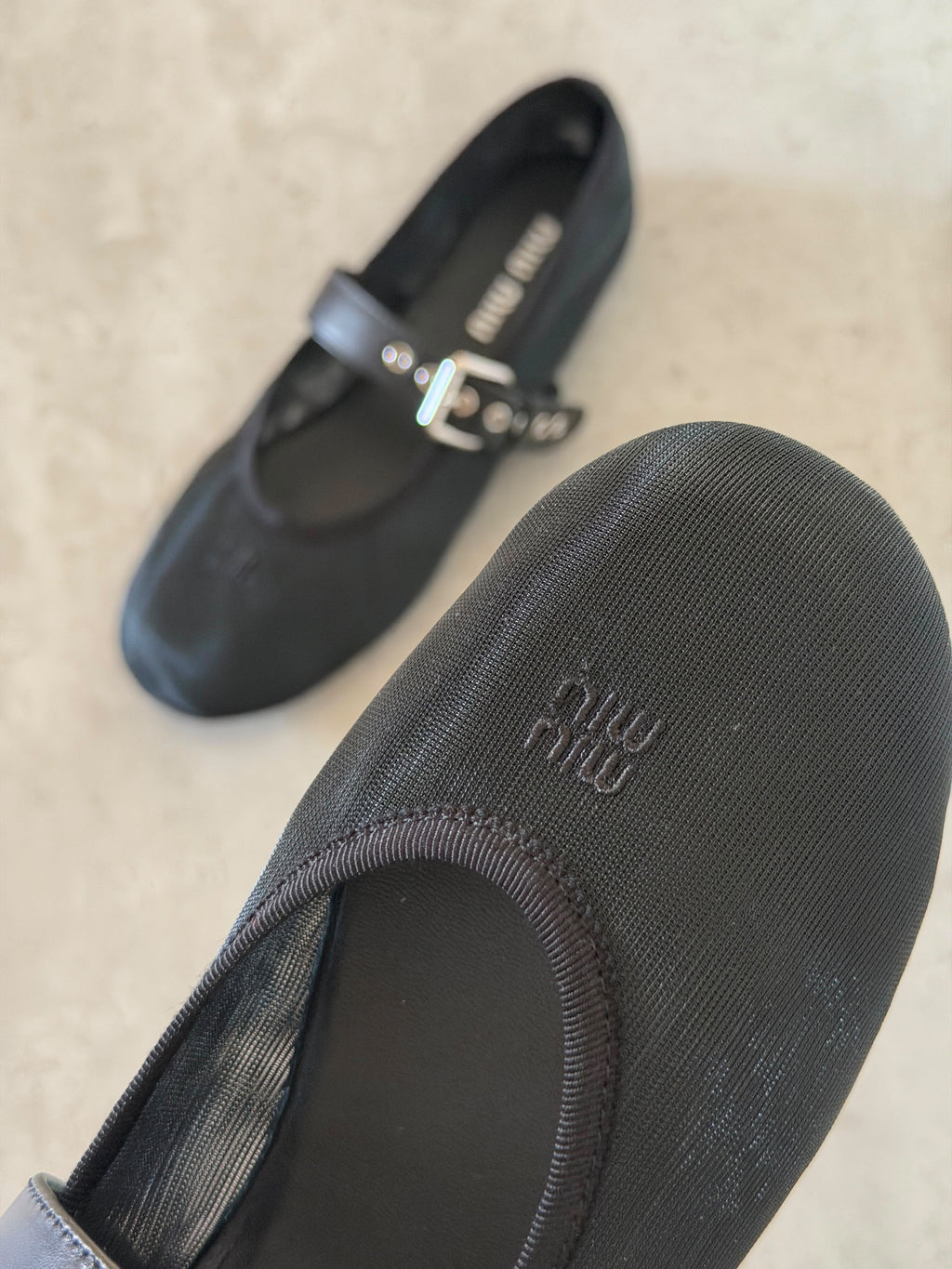 Miu Miu Ballerina Flat Shoe in Mesh Fabric