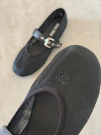 Miu Miu Ballerina Flat Shoe in Mesh Fabric