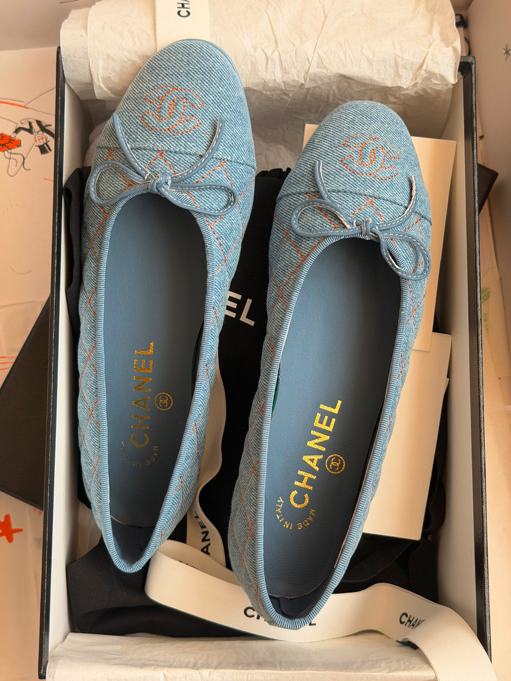 Chanel Denim Ballet Flats