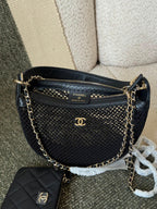 Chanel Lambskin Quilted & Mesh Chain Hobo Bag