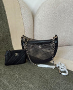 Chanel Lambskin Quilted & Mesh Chain Hobo Bag