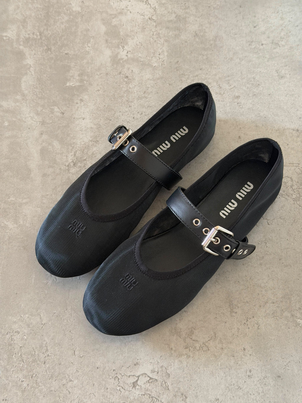 Miu Miu Ballerina Flat Shoe in Mesh Fabric