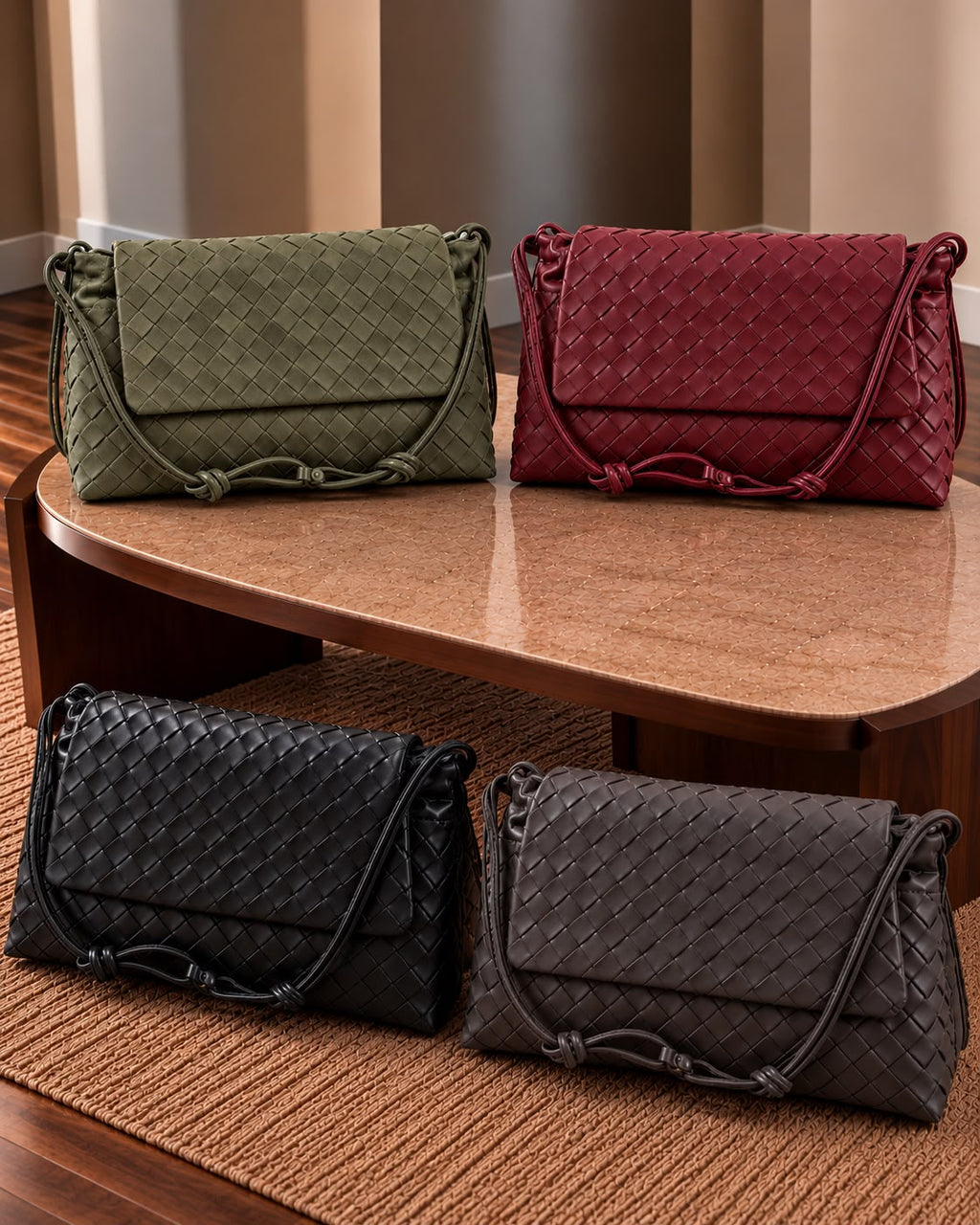 Bottega Veneta Intrecciato Woven Suede Crossbody Bag