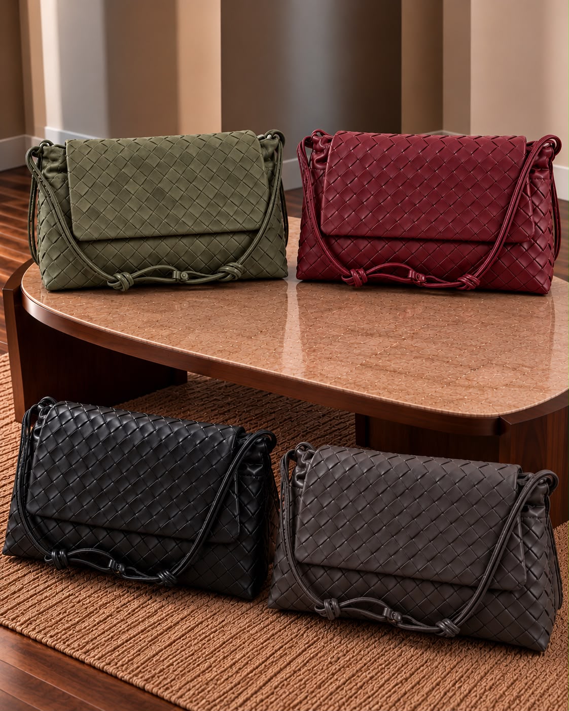Bottega Veneta Intrecciato Woven Suede Crossbody Bag