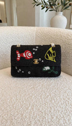Chanel Embroidered Raffia Flap Bag
